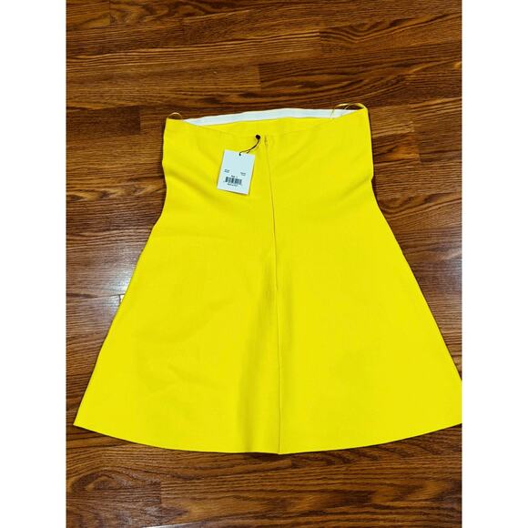 Brandon Maxwell Yellow Strapless Knit SunDress with Bell Mini Skirt sz L - Picture 11 of 12